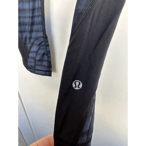 Lululemon Womens Navy Black Run Inspire Top Speed Crop Leggings Size 4 - Picture 8 of 12